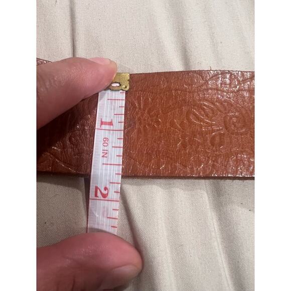 Vintage Olga Santini Tooled leather belt with Rhinestone metal Buckle